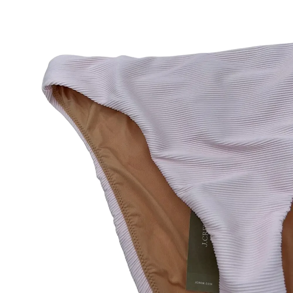 New J. Crew Pink Ribbed High Rise Cheeky Bikini Swim Bathing Suit Bottom Medium